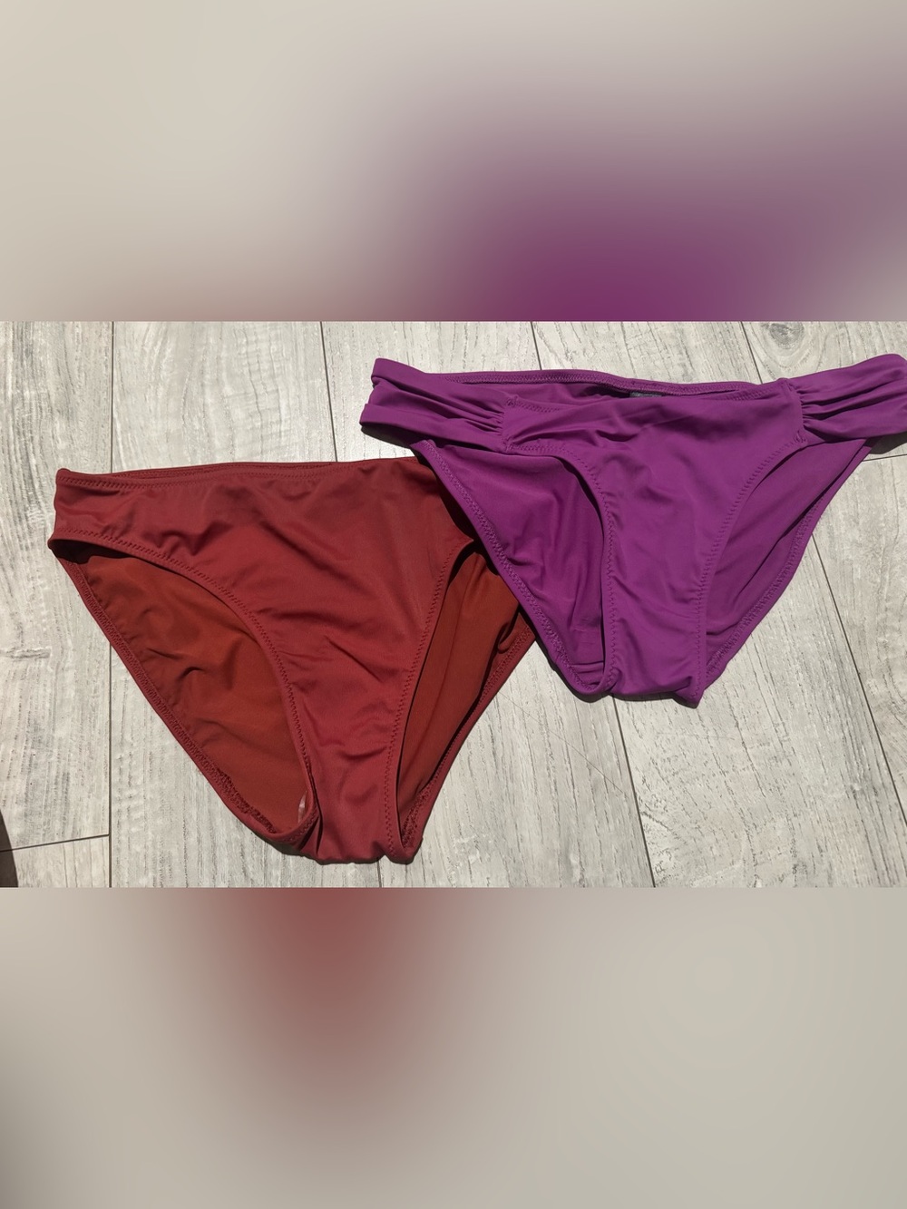 Essentials Bikini Bottoms Duo in Plum and Rust